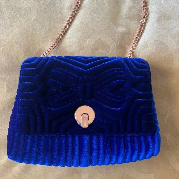 Ted Baker London Royal Blue Velvet Crossbody Bag - Picture 2 of 6
